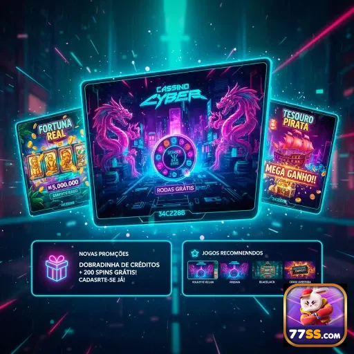 Tela do cassino virtual 77ss com ganhos e promoções ofertadas.