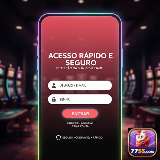 Tela de login do aplicativo 77ss com opções de acesso.