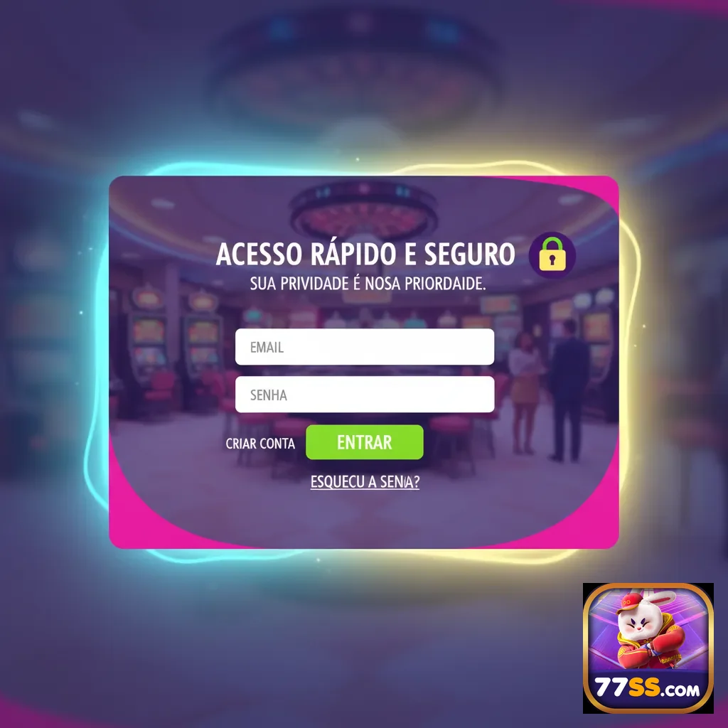 Tela de login na plataforma 77ss com foco na segurança.
