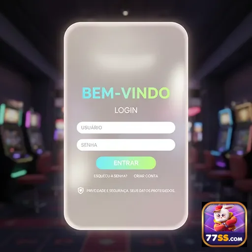 Tela inicial de login do aplicativo 77ss para cassino.