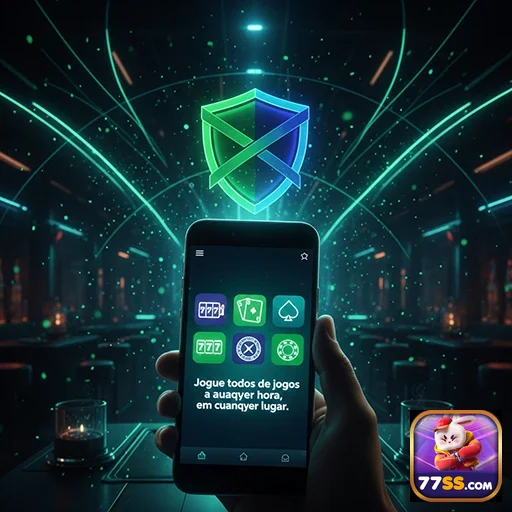 Jogador usando smartphone para acessar serviços VIP da 77ss.