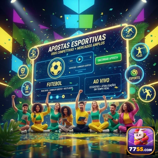 Grupo celebrando apostas esportivas na plataforma 77ss.