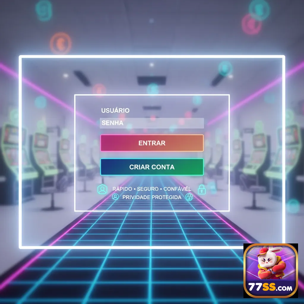 Tela de login da plataforma 77ss com opções de cadastro.