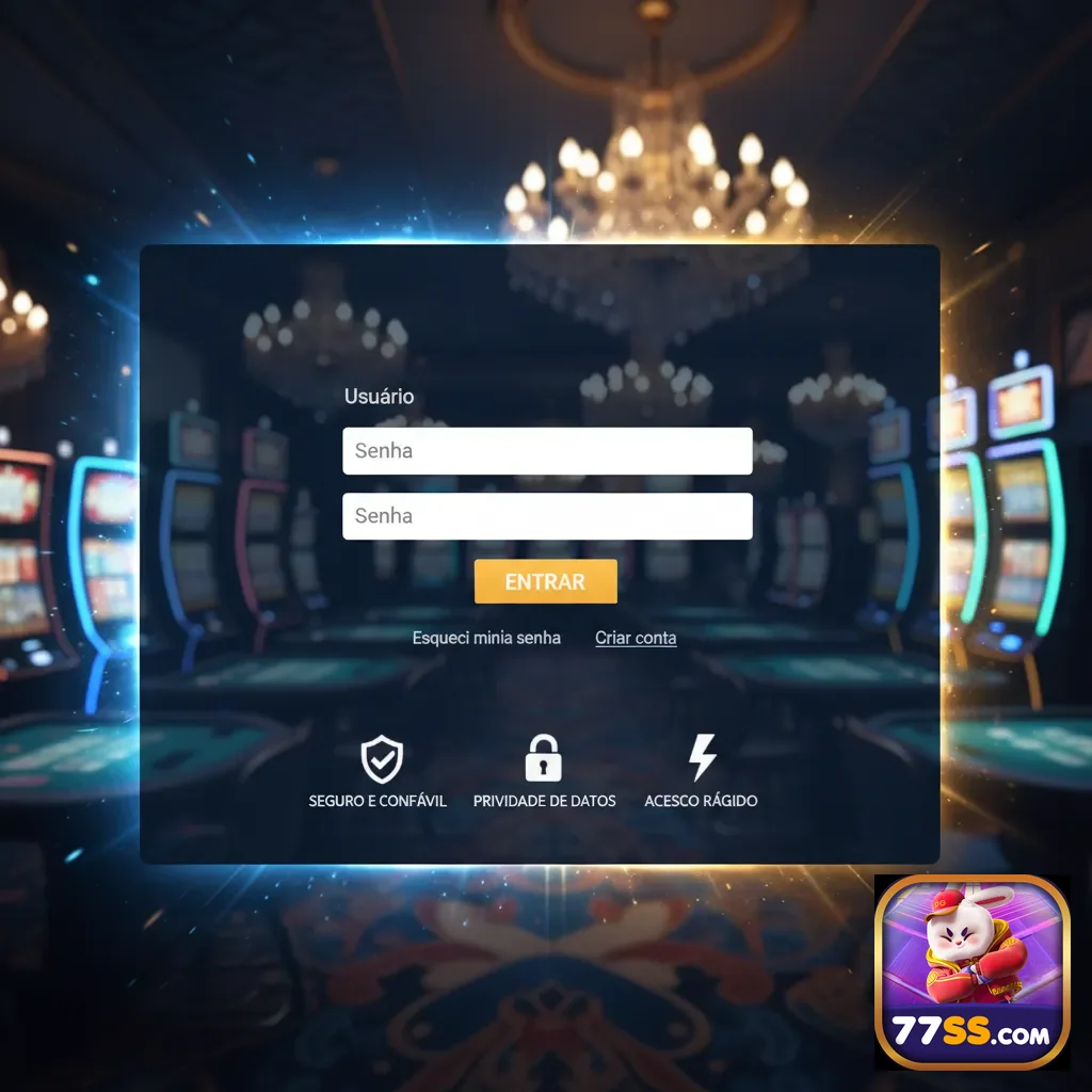 Tela de login do aplicativo 77ss para jogos online.