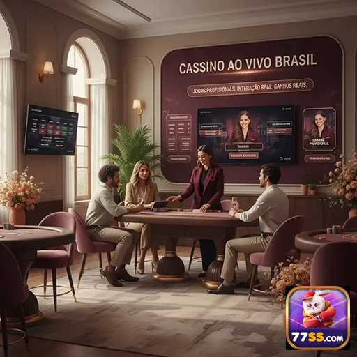 Jogadores no cassino ao vivo da 77ss, desfrutando da experiência.