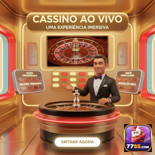 Interface do app 77ss com dealer em cassino ao vivo.