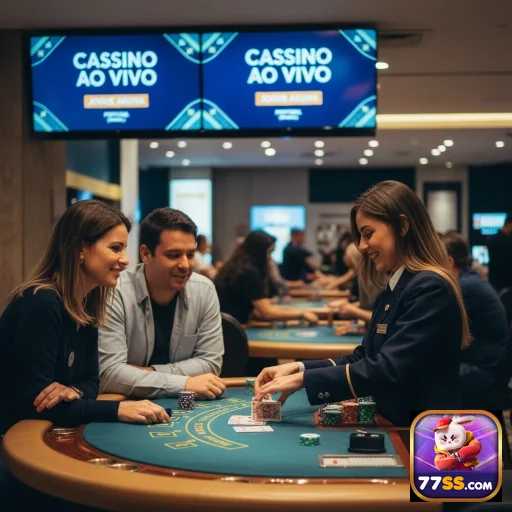 Jogadores interagindo em cassino ao vivo no 77ss.