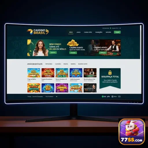 Interface da 77ss com jogos de slots diversificados em destaque.