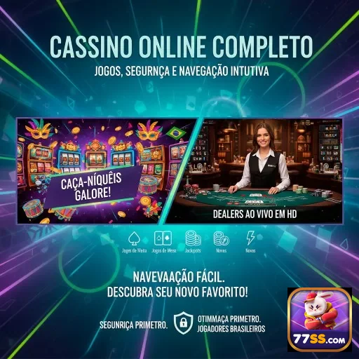 Interface móvel da 77ss com jogos VIP e caça-níqueis.