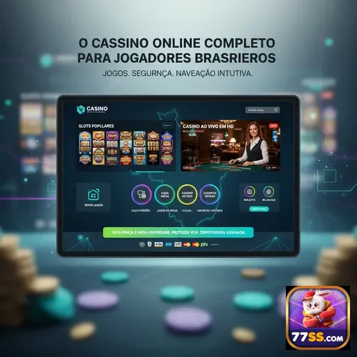 Interface do aplicativo móvel da 77ss mostrando jogos e serviços.