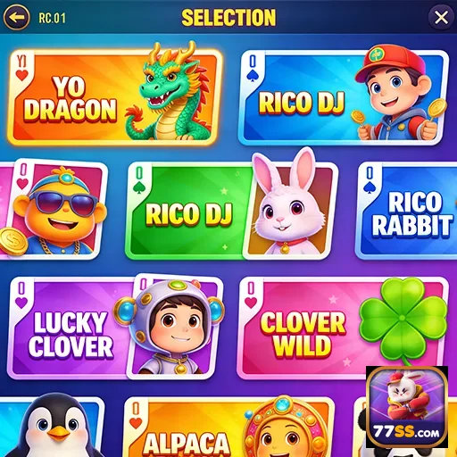 Interface de seleção de slots no 77ss com opções diversificadas.