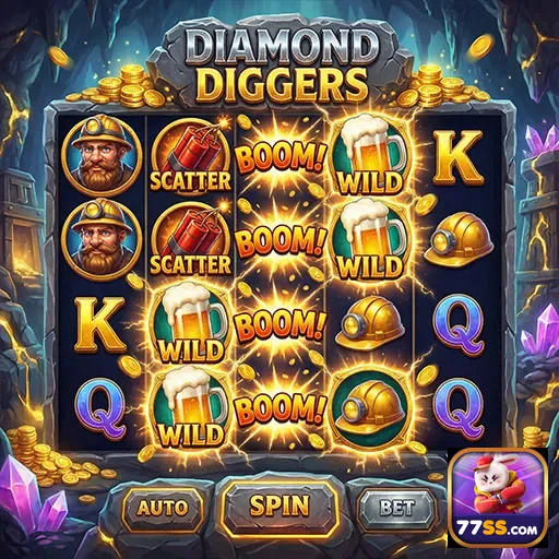 Tela de jogo 'Diamond Diggers' no site 77ss.