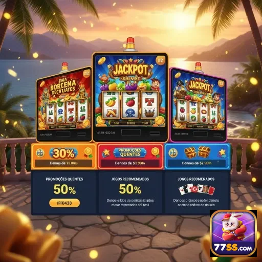 Interface do 77ss com slots e promoções VIP visíveis.