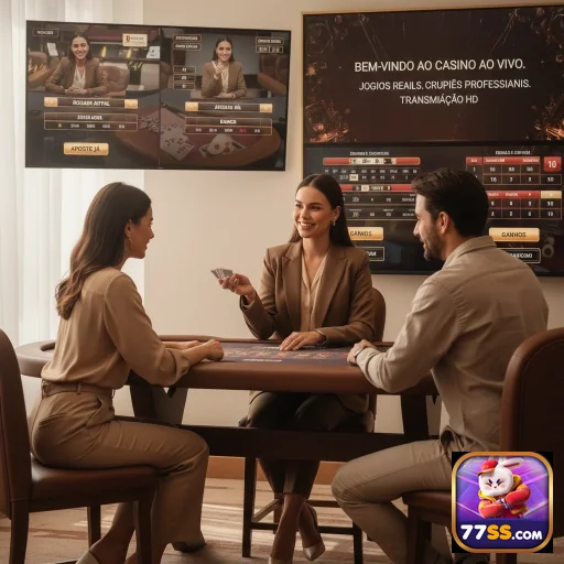 Jogadores interagindo em cassino ao vivo no 77ss.