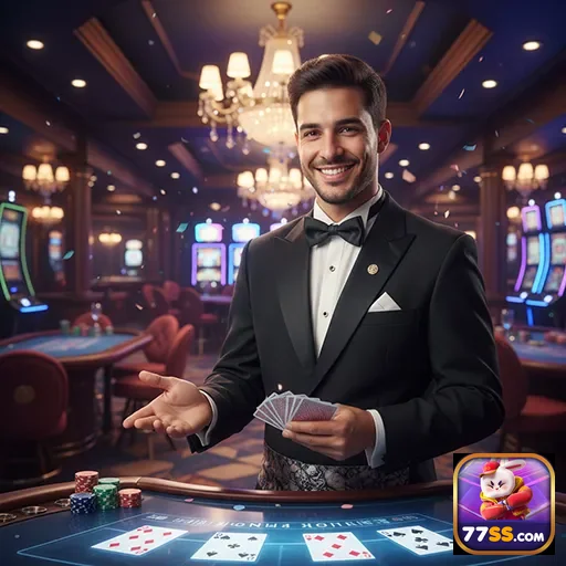Jogador em traje formal apresenta serviços VIP na 77ss.