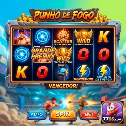 Interface do jogo Punho de Fogo no site 77ss com prêmios.