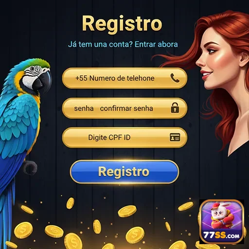 Tela de registro da plataforma 77ss com campos para cadastro.