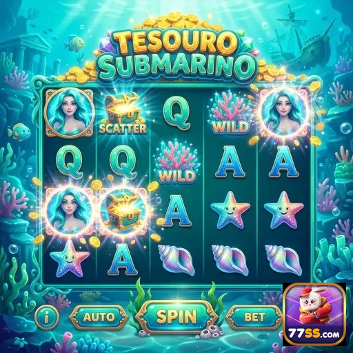 Tela do jogo 'Tesouro Submarino' disponível na 77ss.