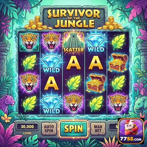 Tela do jogo 'Survivor of the Jungle' no 77ss.