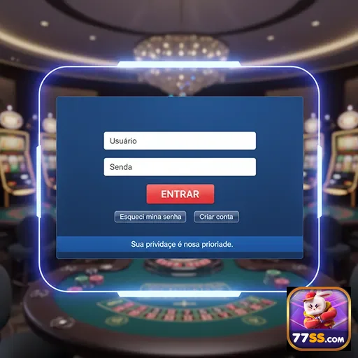 Tela de login do site 77ss para serviços VIP de jogos.
