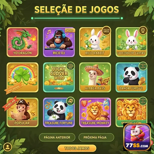 Tela da 77ss mostrando a seleção de jogos disponíveis.